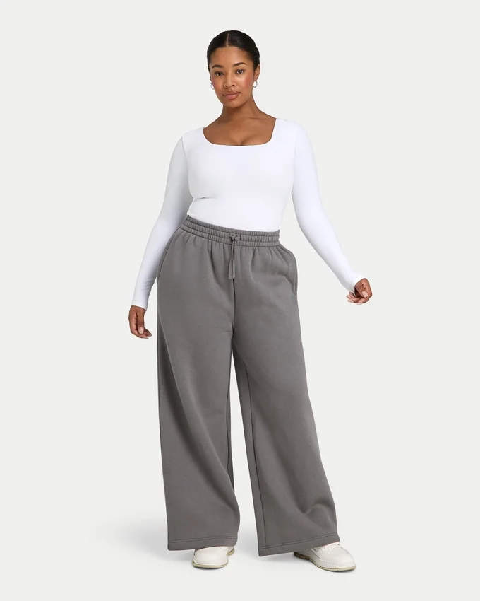Womens collective wide leg sweatpant – charcoal grey Womens collective wide leg sweatpant – charcoal grey