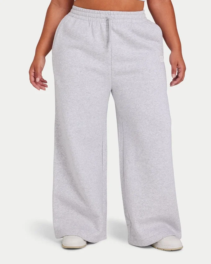 Womens collective wide leg sweatpant – grey marl Womens collective wide leg sweatpant – grey marl