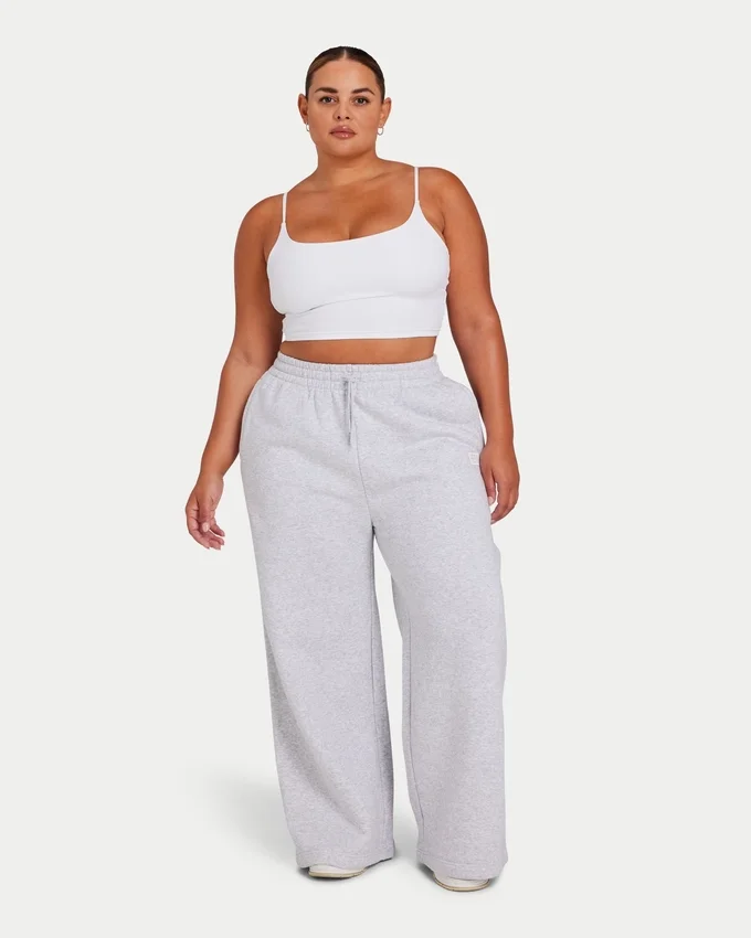 Womens collective wide leg sweatpant – grey marl Womens collective wide leg sweatpant – grey marl