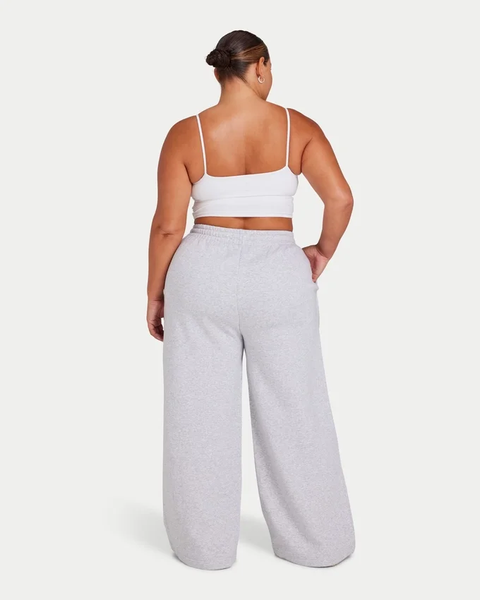 Womens collective wide leg sweatpant – grey marl Womens collective wide leg sweatpant – grey marl