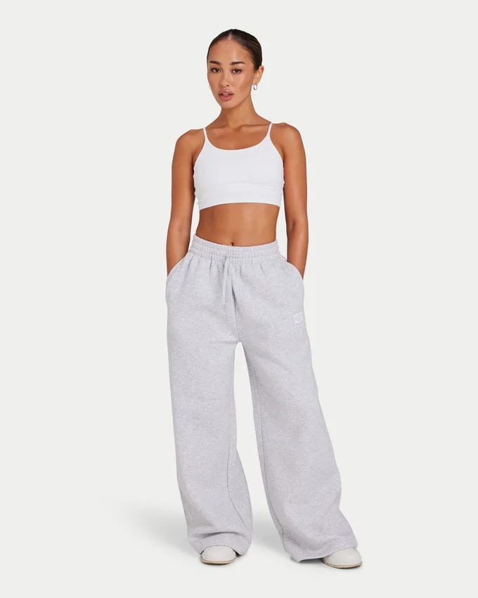 Womens collective wide leg sweatpant – grey marl Womens collective wide leg sweatpant – grey marl