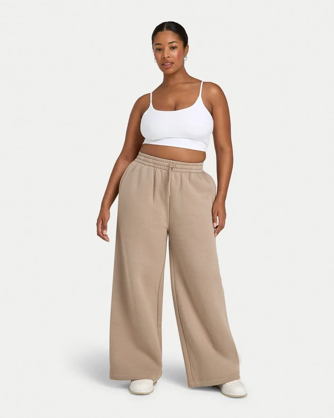 Womens collective wide leg sweatpant – mocha Womens collective wide leg sweatpant – mocha