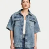 Womens denim short sleeve shirt