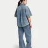 Womens denim short sleeve shirt
