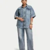 Womens denim short sleeve shirt