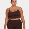Womens essential crop top – slate brown