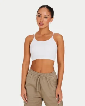 Womens essential crop top – white Womens essential crop top – white