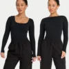 Womens essentials dual wear long sleeve top – black Womens essentials dual wear long sleeve top – black