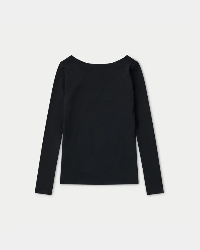 Womens essentials dual wear long sleeve top – black Womens essentials dual wear long sleeve top – black