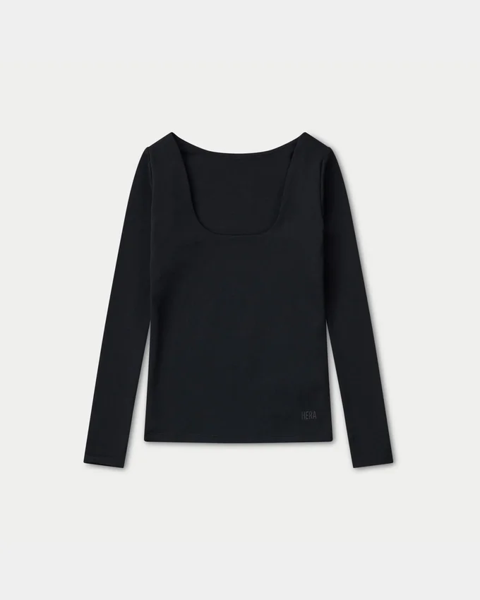 Womens essentials dual wear long sleeve top – black Womens essentials dual wear long sleeve top – black