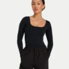 Womens essentials dual wear long sleeve top – black Womens essentials dual wear long sleeve top – black