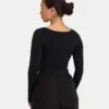Womens essentials dual wear long sleeve top – black Womens essentials dual wear long sleeve top – black