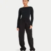 Womens essentials dual wear long sleeve top – black Womens essentials dual wear long sleeve top – black