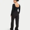 Womens essentials dual wear long sleeve top – black Womens essentials dual wear long sleeve top – black
