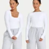 Womens essentials dual wear long sleeve top – white Womens essentials dual wear long sleeve top – white