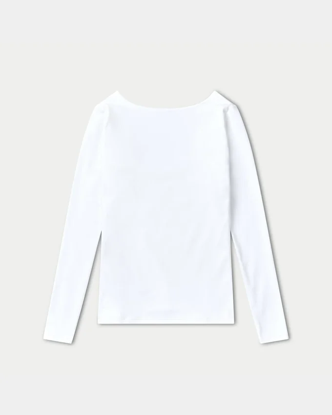 Womens essentials dual wear long sleeve top – white Womens essentials dual wear long sleeve top – white