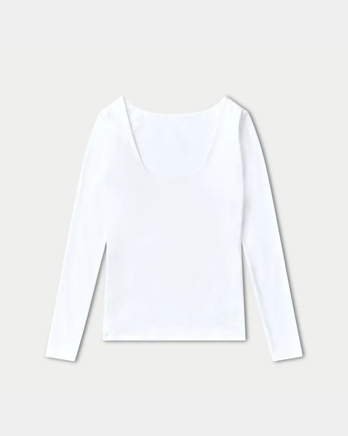 Womens essentials dual wear long sleeve top – white Womens essentials dual wear long sleeve top – white