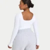 Womens essentials dual wear long sleeve top – white Womens essentials dual wear long sleeve top – white