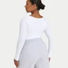 Womens essentials dual wear long sleeve top – white Womens essentials dual wear long sleeve top – white