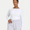 Womens essentials dual wear long sleeve top – white Womens essentials dual wear long sleeve top – white
