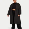 Womens longline puffer jacket – black