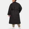 Womens longline puffer jacket – black