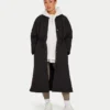 Womens longline puffer jacket – black