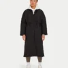 Womens longline puffer jacket – black