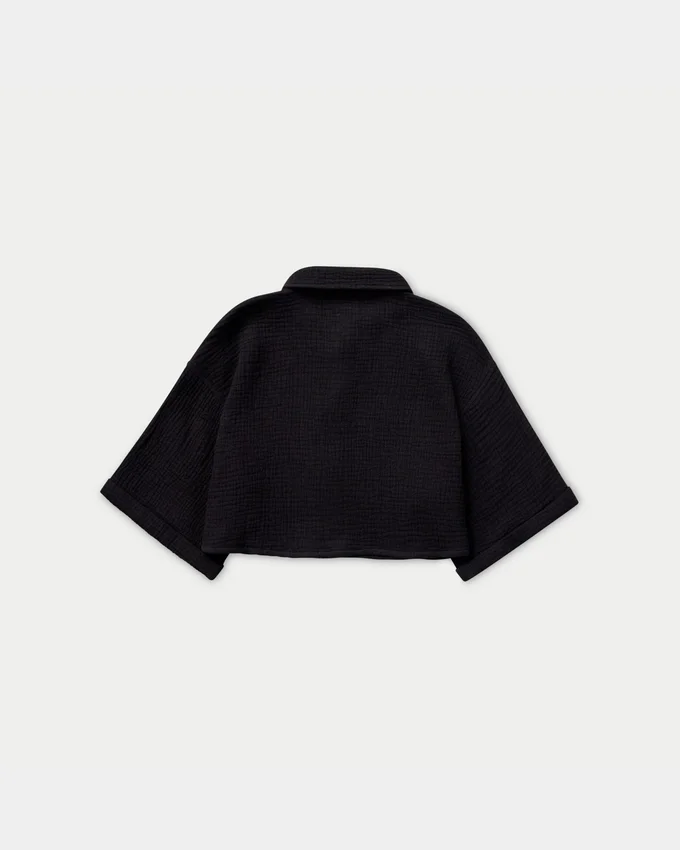 Womens resort crop shirt – black Womens resort crop shirt – black