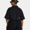 Womens resort crop shirt – black Womens resort crop shirt – black