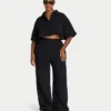 Womens resort crop shirt – black Womens resort crop shirt – black