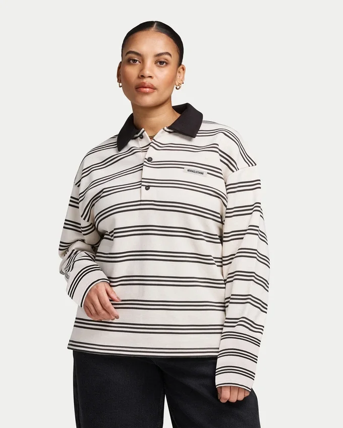 Womens striped rugby polo shirt Womens striped rugby polo shirt