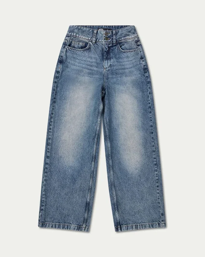 Womens wide leg denim jean – mid wash Womens wide leg denim jean – mid wash