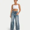 Womens wide leg denim jean – mid wash Womens wide leg denim jean – mid wash
