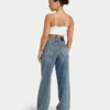 Womens wide leg denim jean – mid wash Womens wide leg denim jean – mid wash